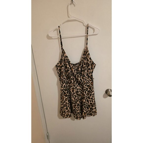 Boohoo Romper Womens Size 16 Jumpsuit Leopard Print Sleeveless Girls Night Out - Picture 1 of 7